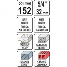 YATO Carota diamantata, prindere 5/4, diametru 152..